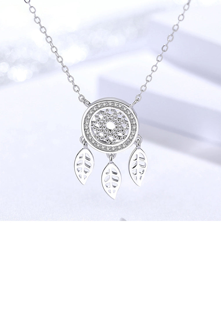 925 Sterling Silver Fashion Personalized Dreamcatcher Tassel Pendant with Cubic Zirconia and Necklace - Luxurious Look