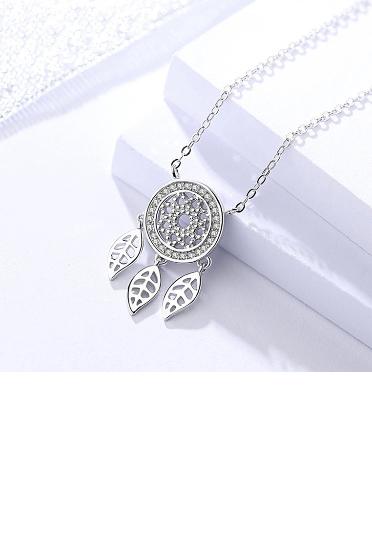 925 Sterling Silver Fashion Personalized Dreamcatcher Tassel Pendant with Cubic Zirconia and Necklace - Luxurious Look