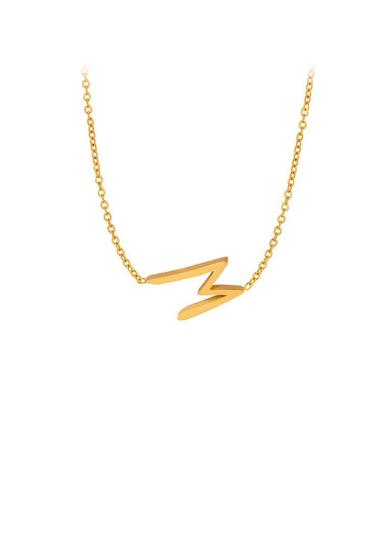 Simple and Personalized Plated Gold 316L Stainless Steel Alphabet M Pendant with Necklace