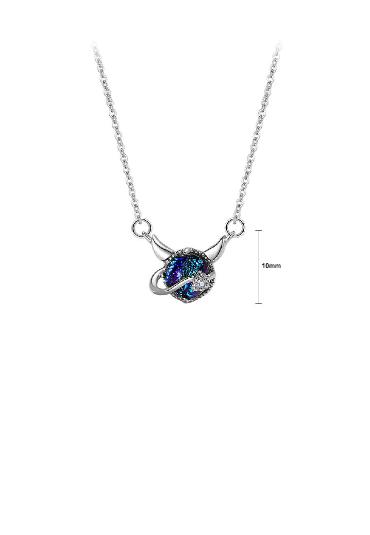 925 Sterling Silver Fashion Personality Little Devil Cat Pendant with Cubic Zirconia and Necklace - Luxurious Look