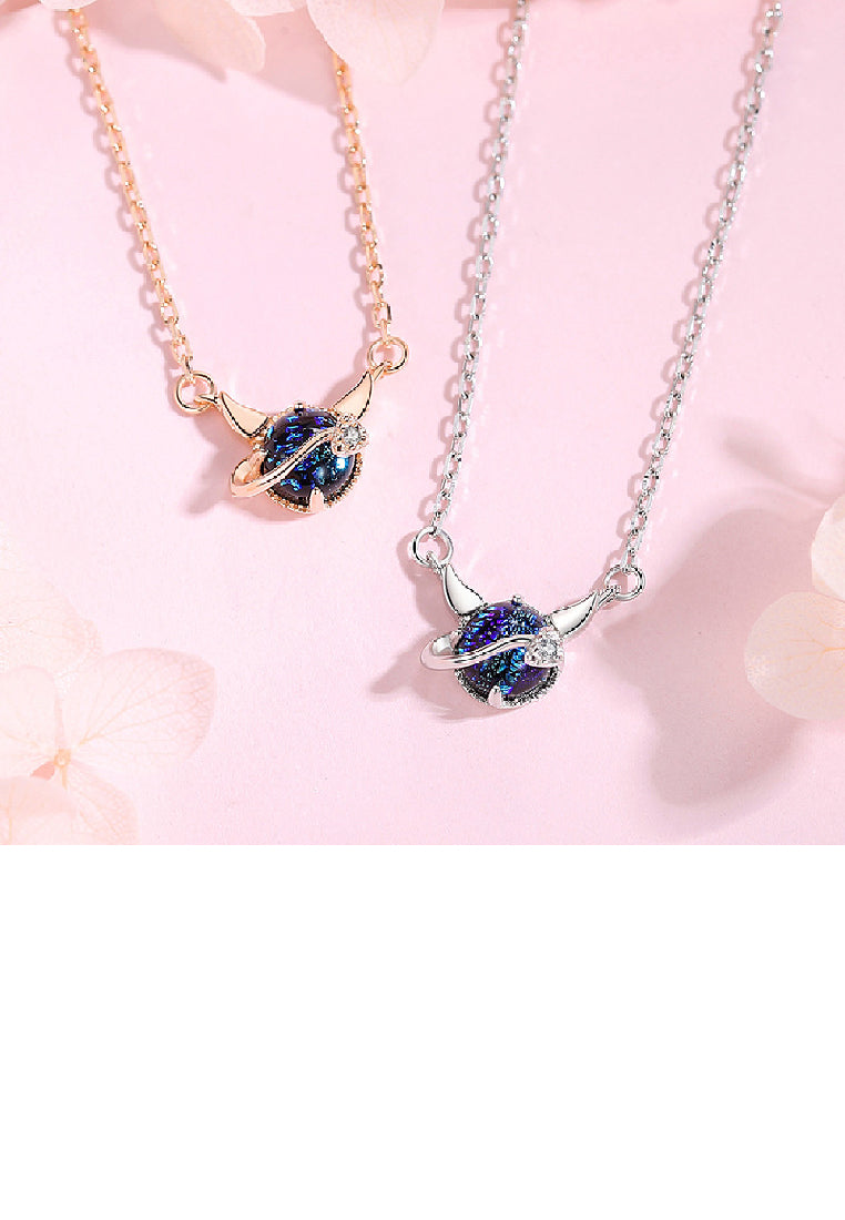 925 Sterling Silver Fashion Personality Little Devil Cat Pendant with Cubic Zirconia and Necklace - Luxurious Look