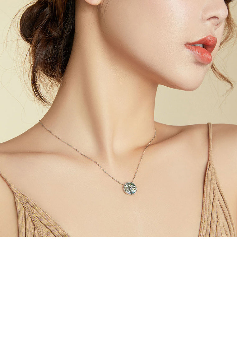 925 Sterling Silver Fashion Temperament Tree Of Life Colorful Shell Geometric Pendant with Necklace