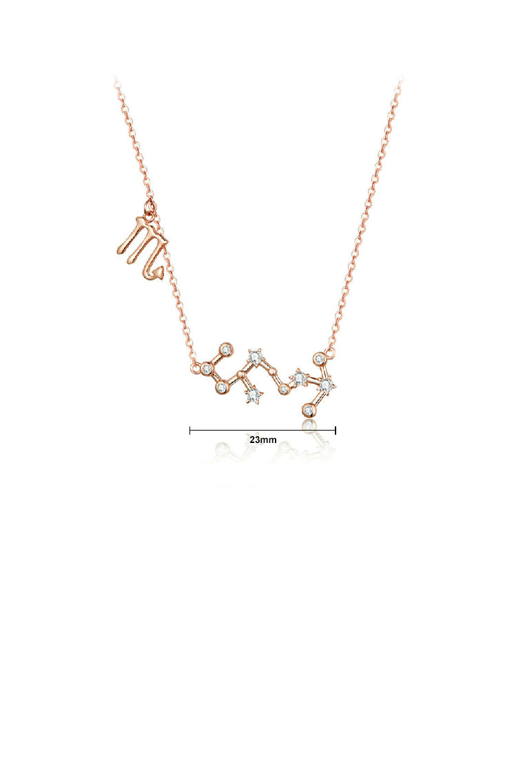 925 Sterling Silver Plated Rose Gold Fashion Simple Twelve Constellation Scorpio Pendant with Cubic Zirconia and Necklace - Luxurious Look