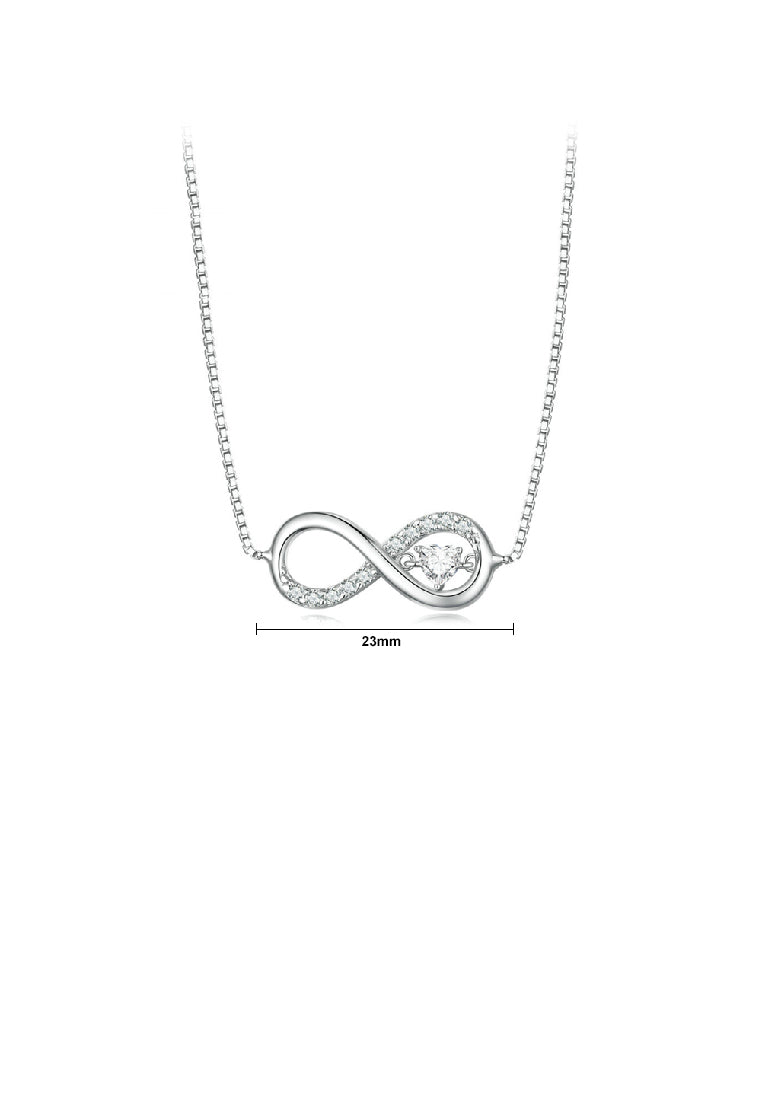 925 Sterling Silver Fashion Infinity Symbol Pendant with Cubic Zirconia and Necklace - Luxurious Look