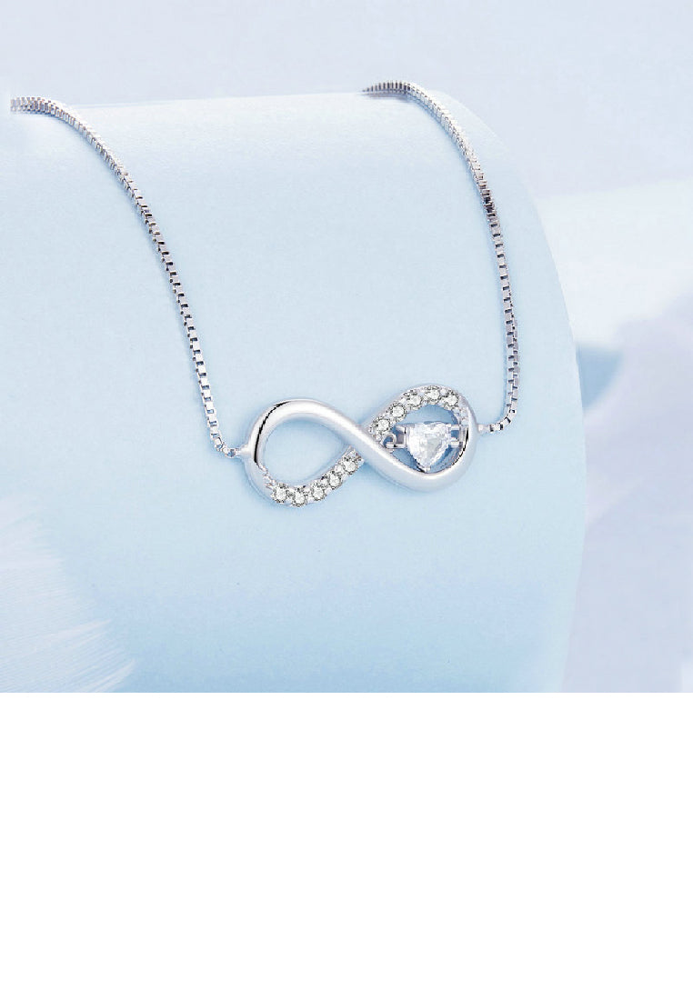 925 Sterling Silver Fashion Infinity Symbol Pendant with Cubic Zirconia and Necklace - Luxurious Look