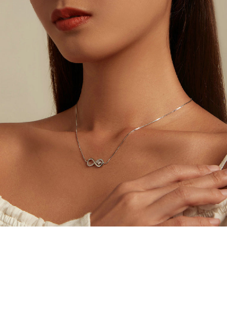 925 Sterling Silver Fashion Infinity Symbol Pendant with Cubic Zirconia and Necklace - Luxurious Look
