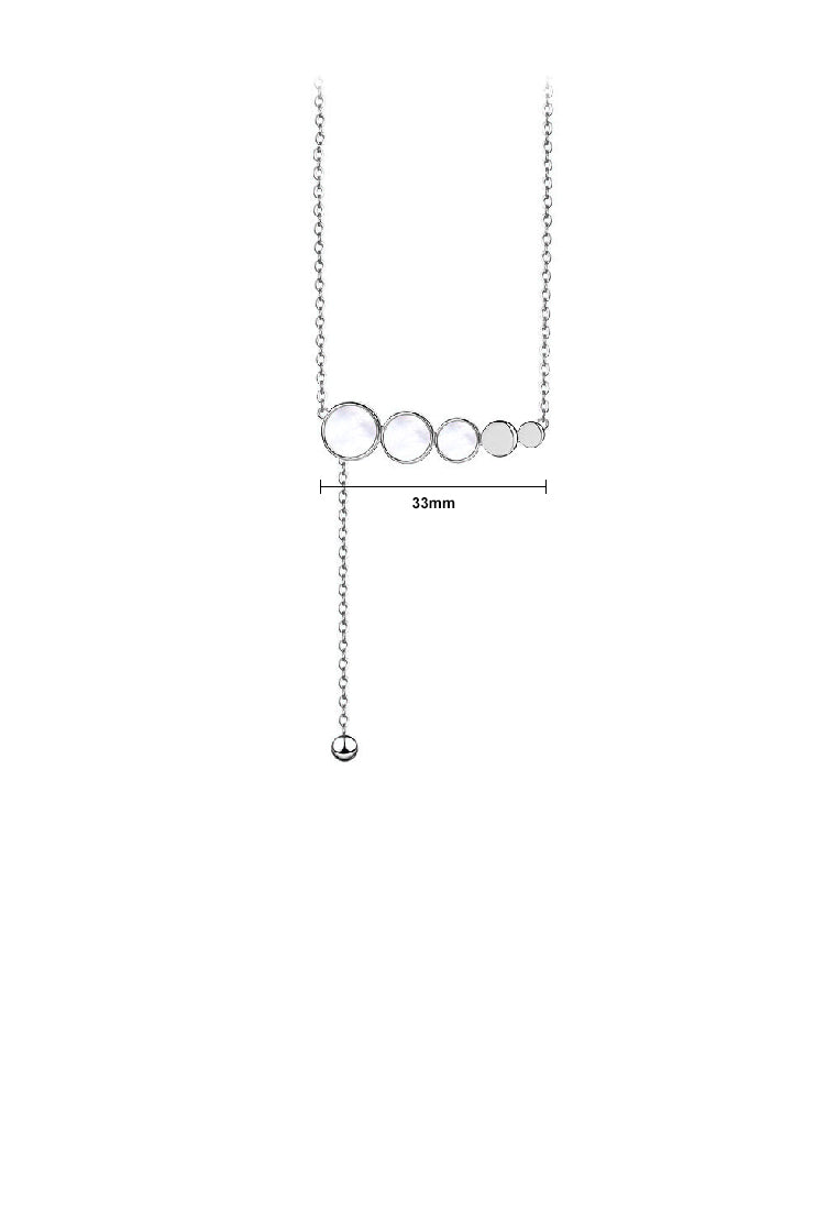 925 Sterling Silver Fashion Temperament Geometric Round White Shell Tassel Pendant with Necklace