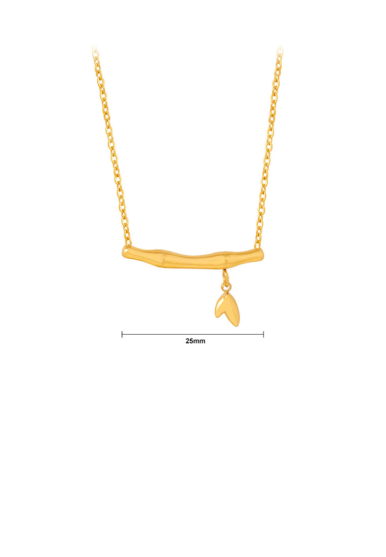 Fashion and Simple Plated Gold 316L Stainless Steel Bamboo Pendant with Necklace