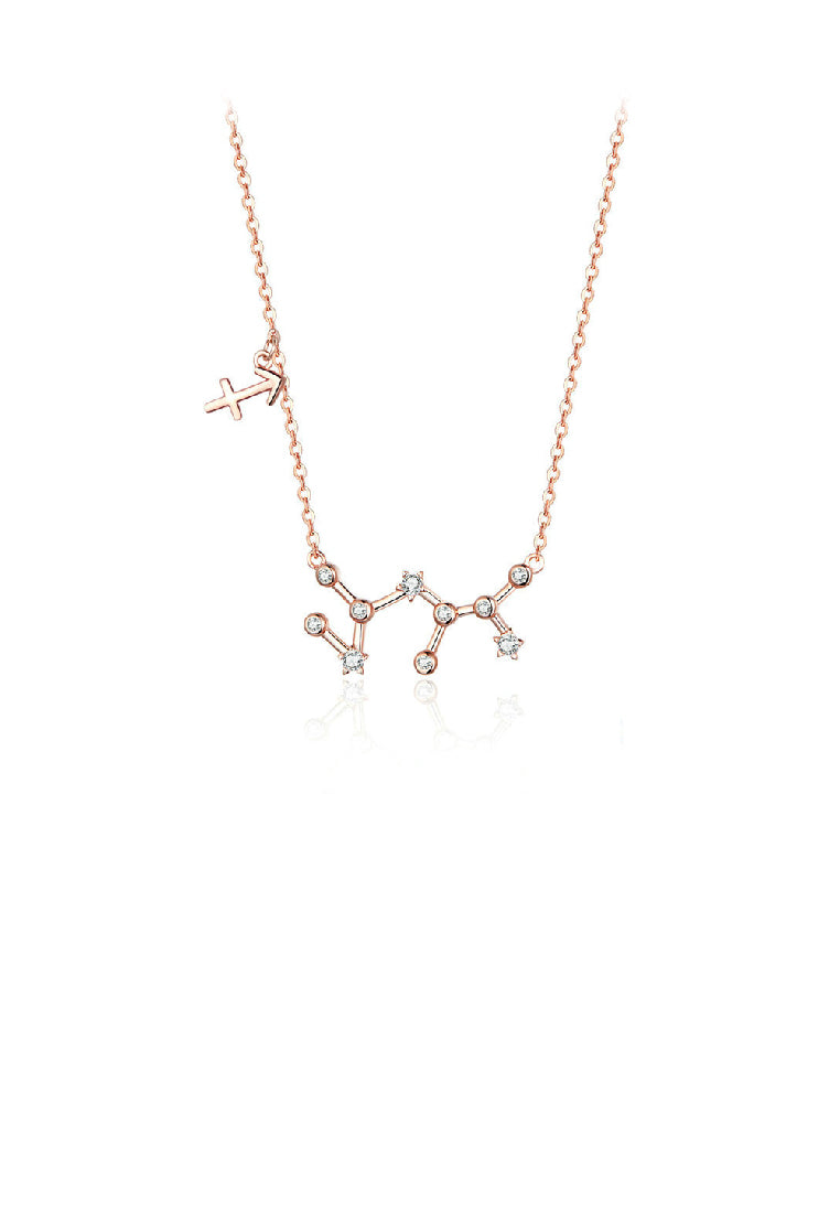 925 Sterling Silver Plated Rose Gold Fashion Simple Twelve Constellation Sagittarius Pendant with Cubic Zirconia and Necklace - Luxurious Look