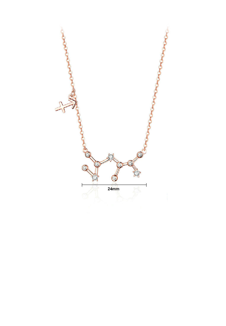 925 Sterling Silver Plated Rose Gold Fashion Simple Twelve Constellation Sagittarius Pendant with Cubic Zirconia and Necklace - Luxurious Look