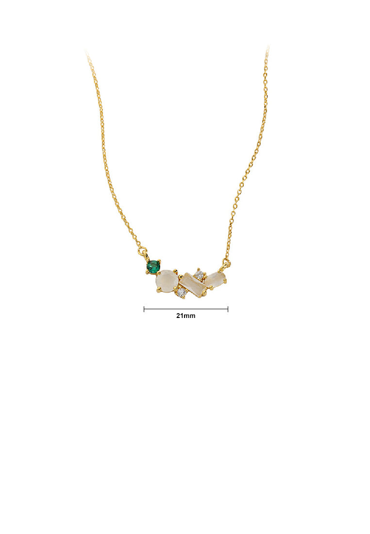 925 Sterling Silver Plated Gold Fashion Simple Geometric Pendant with Cubic Zirconia and Necklace - Luxurious Look