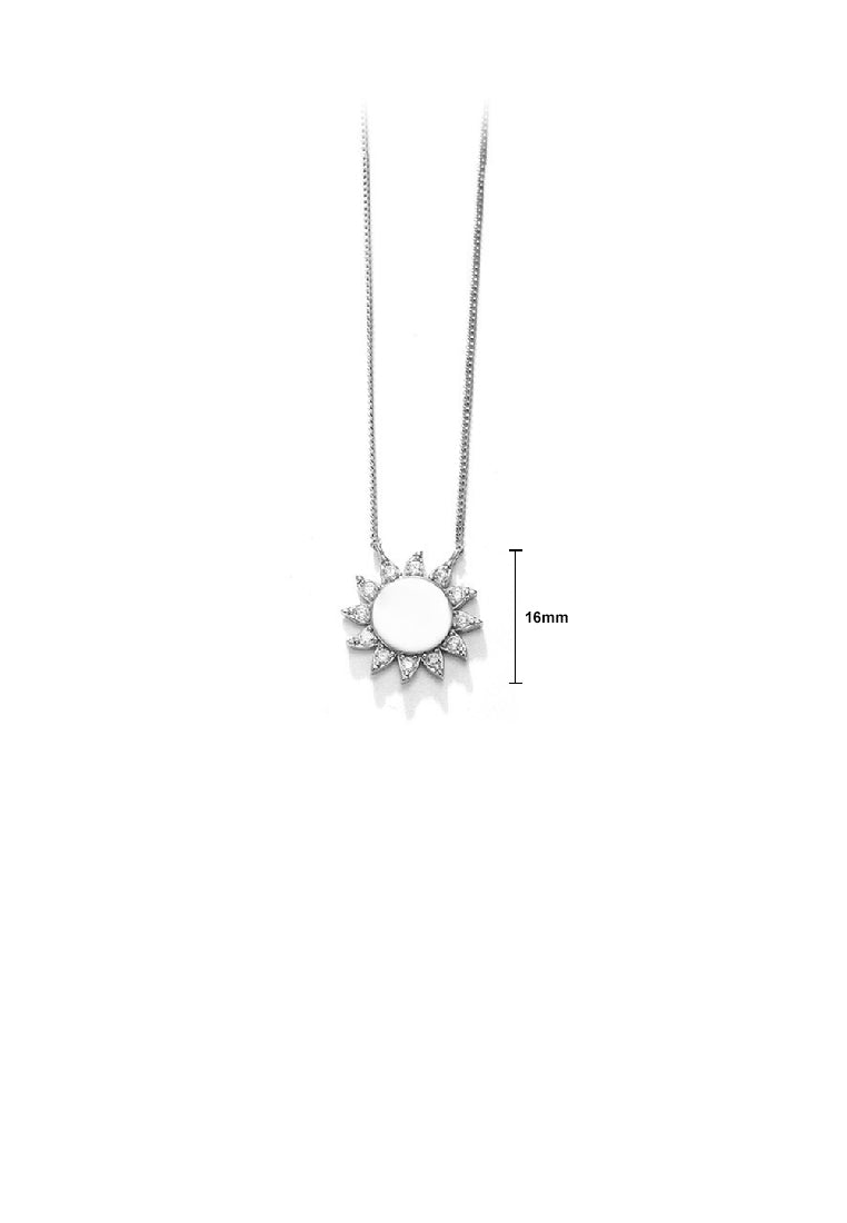 925 Sterling Silver Fashion Simple Sun Pendant with Cubic Zirconia and Necklace - Luxurious Look