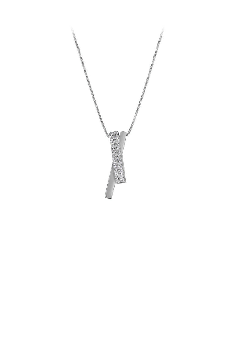 925 Sterling Silver Simple Fashion Geometric Bar Pendant with Cubic Zirconia and Necklace - Luxurious Look
