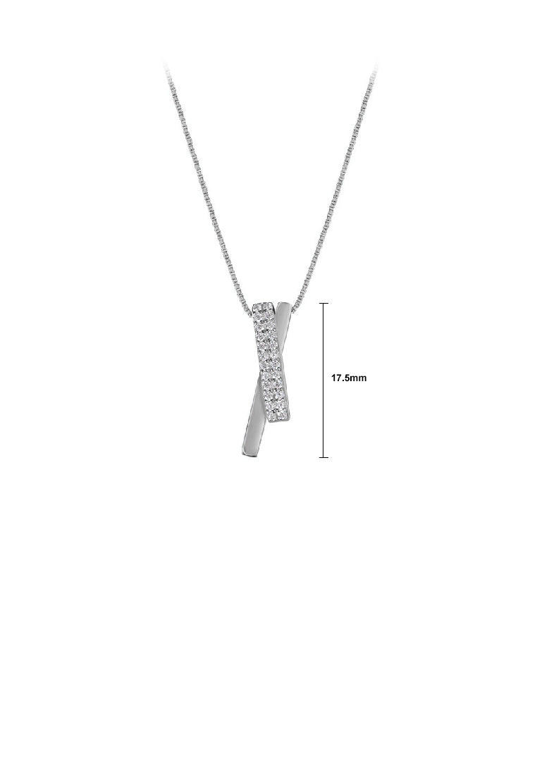 925 Sterling Silver Simple Fashion Geometric Bar Pendant with Cubic Zirconia and Necklace - Luxurious Look