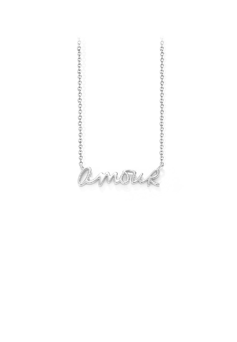 925 Sterling Silver Fashion Romantic French Amour Alphabet Pendant with Necklace