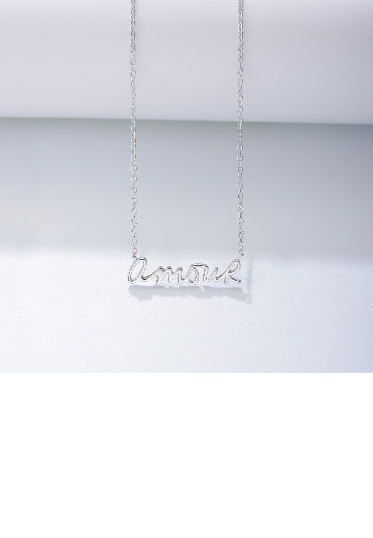 925 Sterling Silver Fashion Romantic French Amour Alphabet Pendant with Necklace