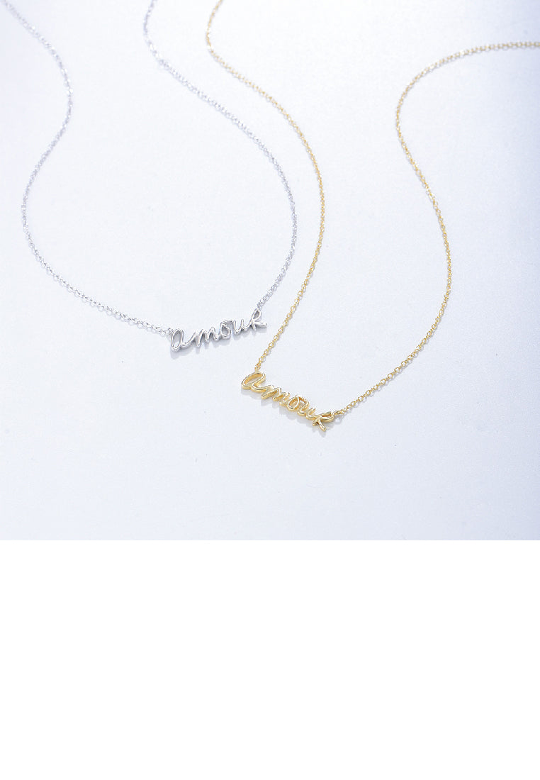 925 Sterling Silver Fashion Romantic French Amour Alphabet Pendant with Necklace