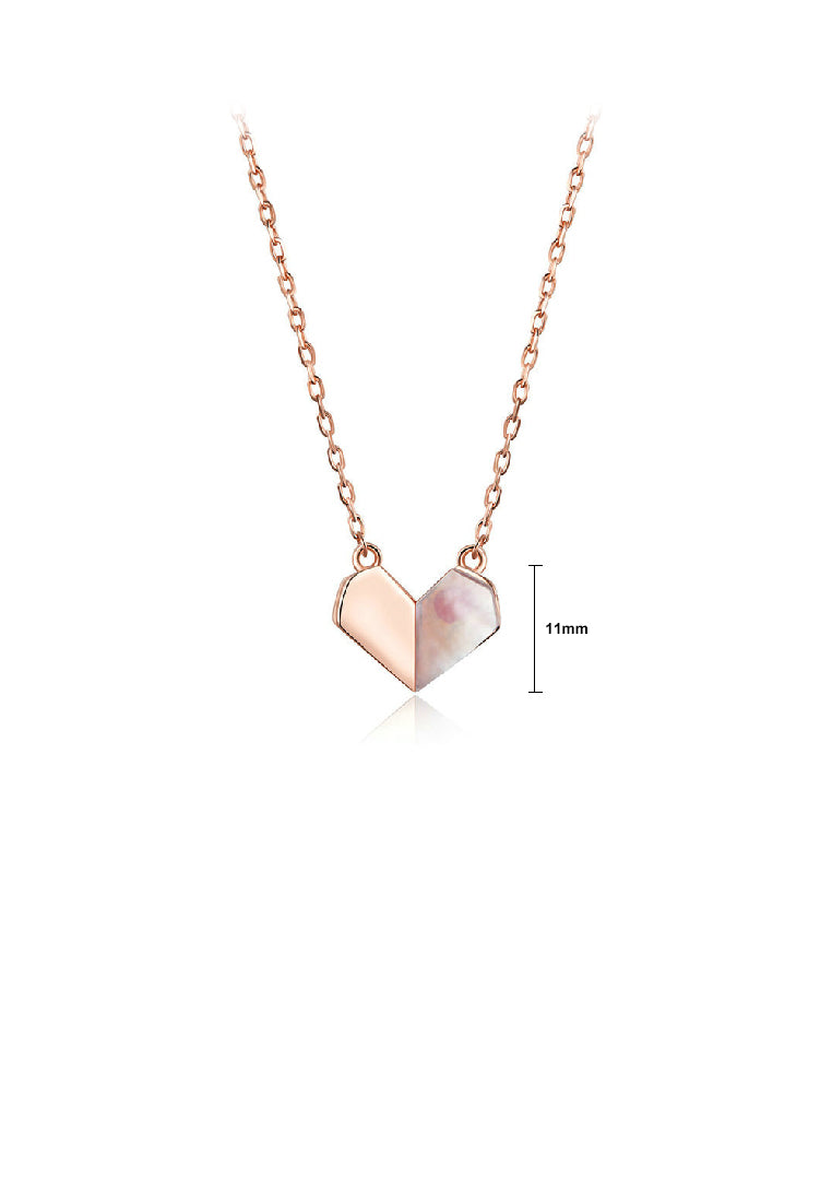 925 Sterling Silver Plated Rose Gold Fashion Simple Heart Pendant with Necklace