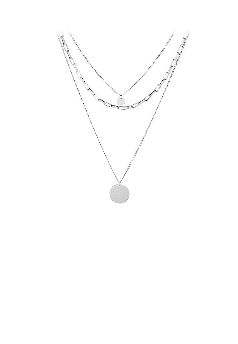 Fashion Temperament 316L Stainless Steel Geometric Round Pendant with Three Layer Necklace