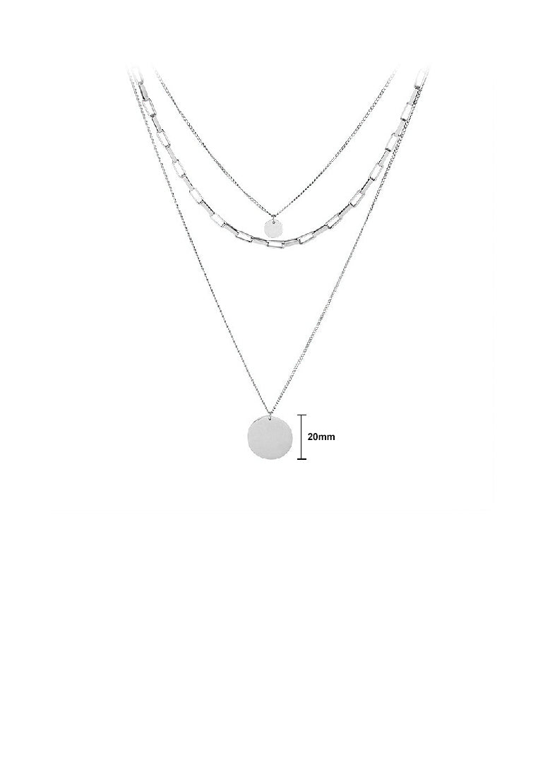 Fashion Temperament 316L Stainless Steel Geometric Round Pendant with Three Layer Necklace