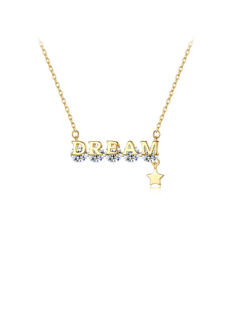 925 Sterling Silver Plated Gold Fashion Temperament Dream Star Pendant with Cubic Zirconia and Necklace - Luxurious Look