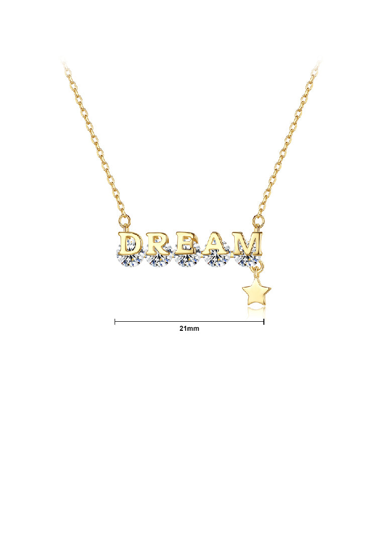 925 Sterling Silver Plated Gold Fashion Temperament Dream Star Pendant with Cubic Zirconia and Necklace - Luxurious Look