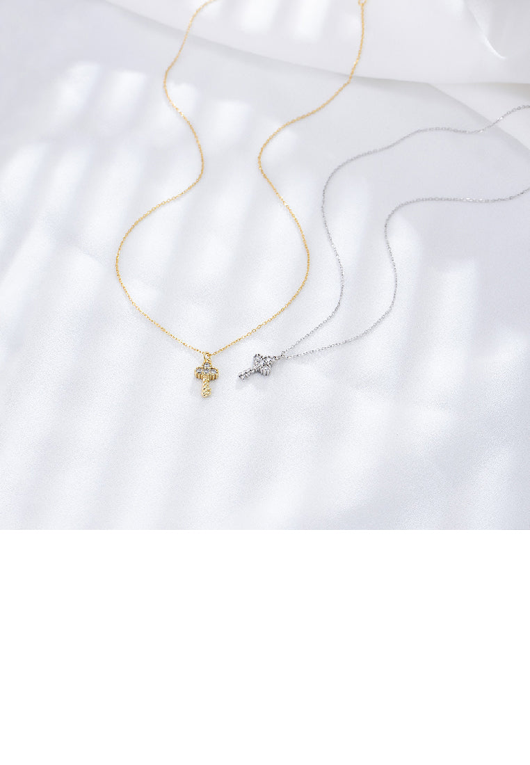 925 Sterling Silver Simple Fashion Key Pendant with Cubic Zirconia and Necklace - Luxurious Look