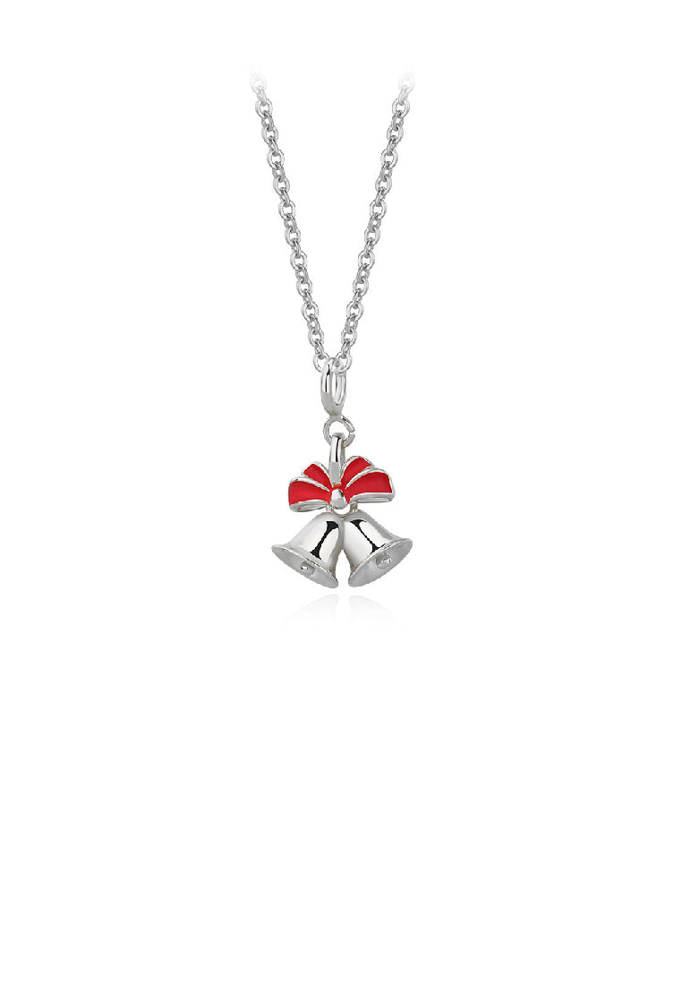 925 Sterling Silver Simple Cute Christmas Bell Pendant with Necklace