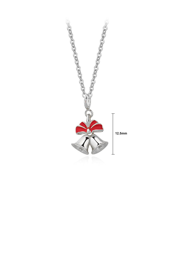 925 Sterling Silver Simple Cute Christmas Bell Pendant with Necklace