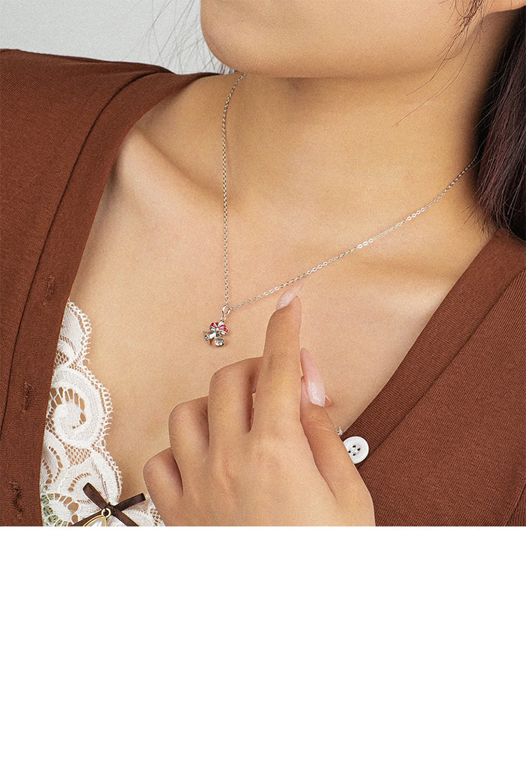 925 Sterling Silver Simple Cute Christmas Bell Pendant with Necklace