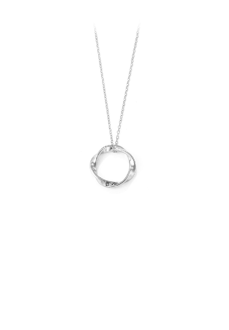 925 Sterling Silver Simple Temperament Mobius Ring Pendant with Cubic Zirconia and Necklace - Luxurious Look