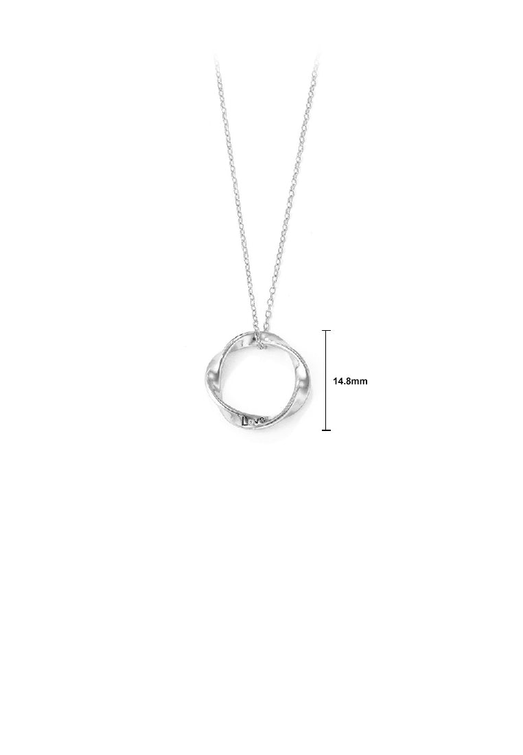 925 Sterling Silver Simple Temperament Mobius Ring Pendant with Cubic Zirconia and Necklace - Luxurious Look