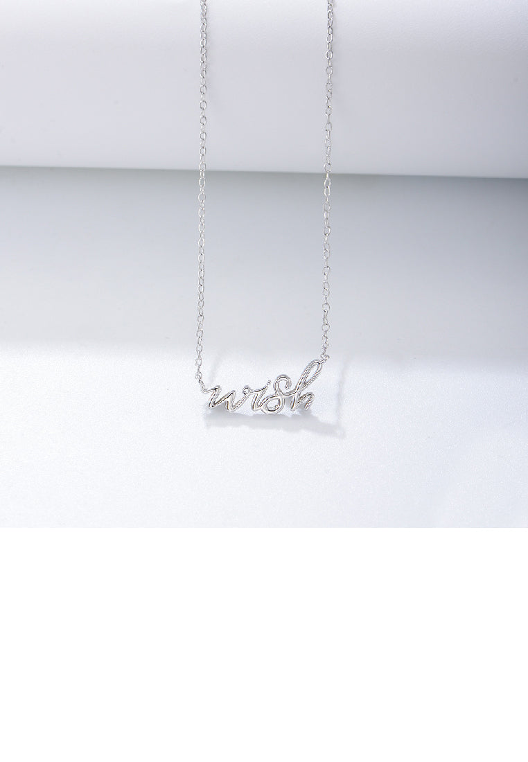 925 Sterling Silver Fashion Simple Wish Alphabet Pendant with Necklace