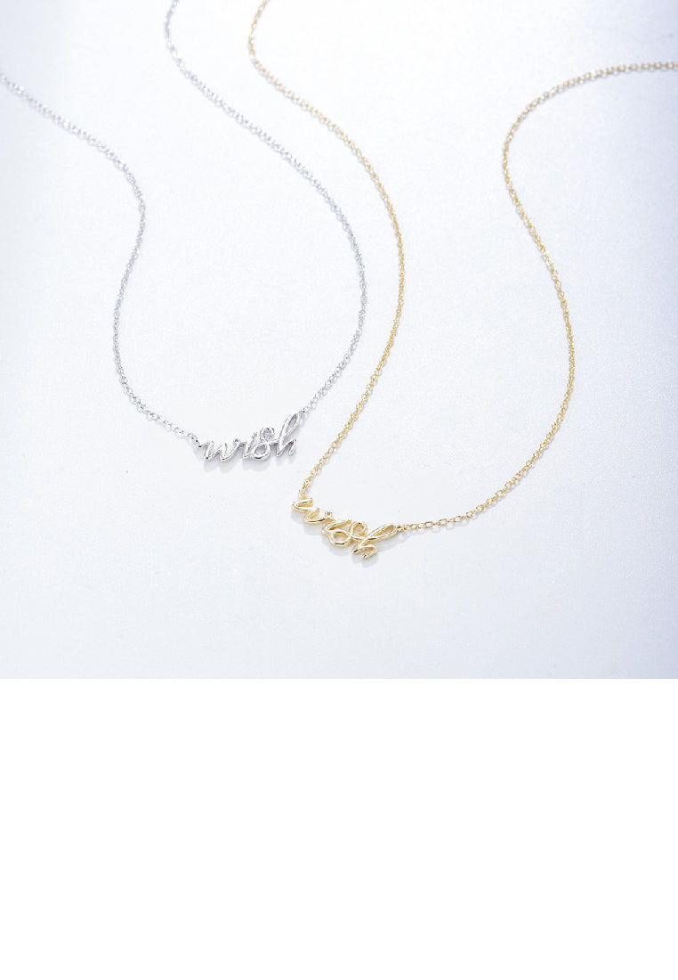 925 Sterling Silver Fashion Simple Wish Alphabet Pendant with Necklace