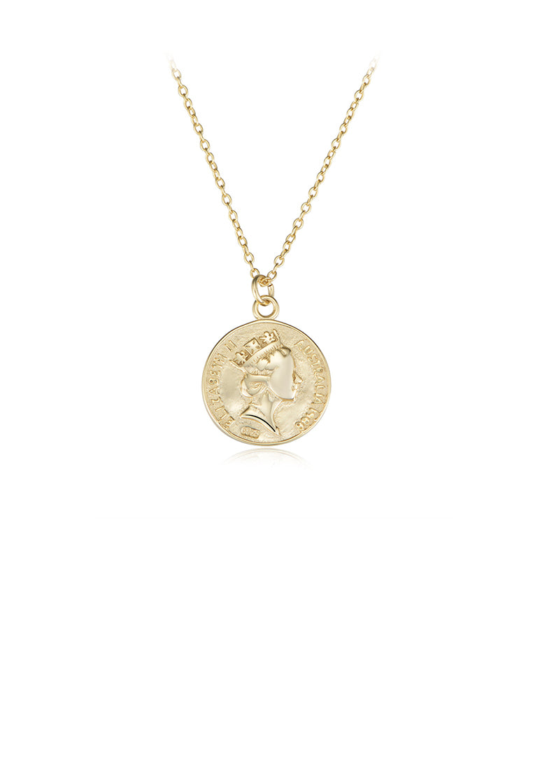 925 Sterling Silver Plated Gold Fashion Elegant Queen Geometric Circle Pendant with Necklace