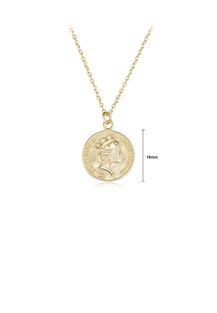 925 Sterling Silver Plated Gold Fashion Elegant Queen Geometric Circle Pendant with Necklace