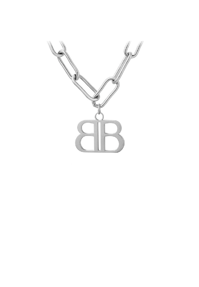 Fashion Personality 316L Stainless Steel Double Alphabet B Pendant with Necklace