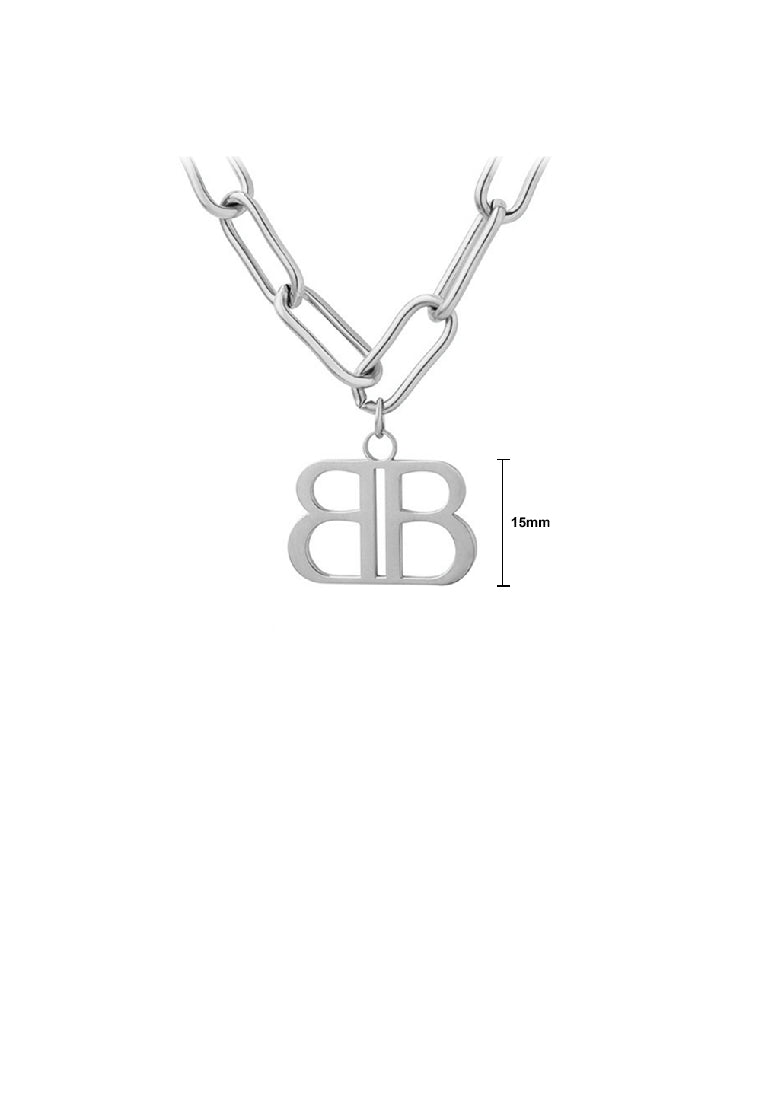 Fashion Personality 316L Stainless Steel Double Alphabet B Pendant with Necklace