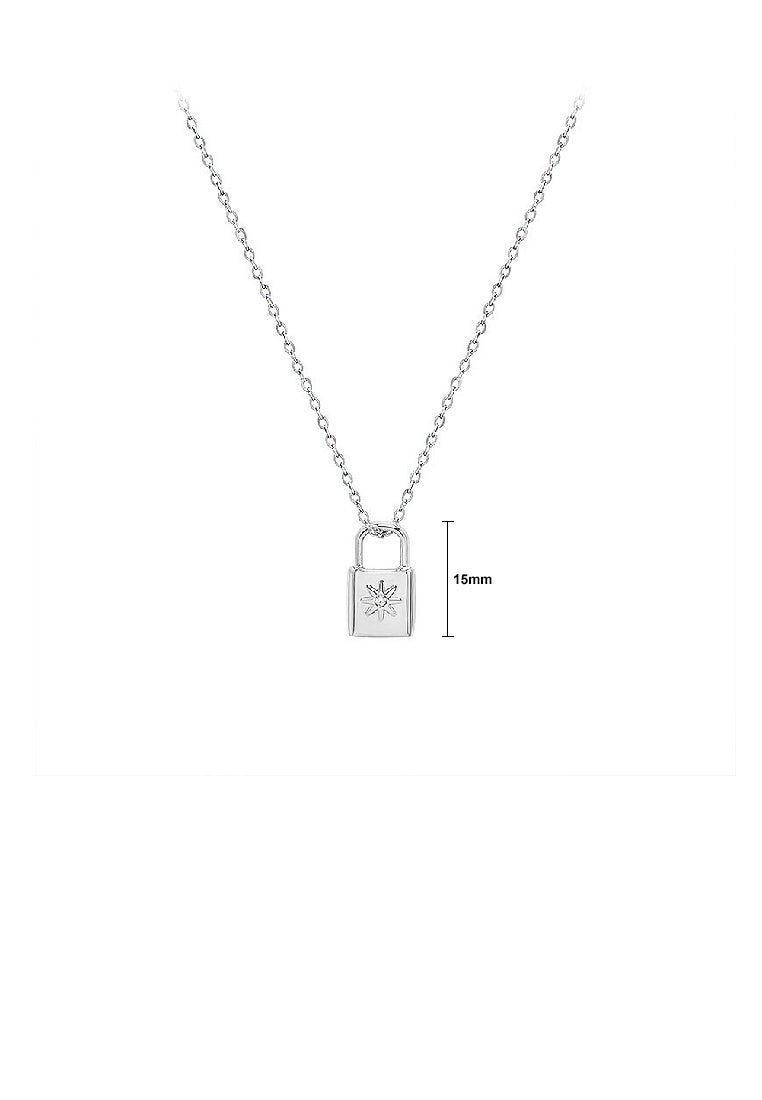 Simple Personality 316L Stainless Steel Lock Pendant with Cubic Zirconia and Necklace - Luxurious Look
