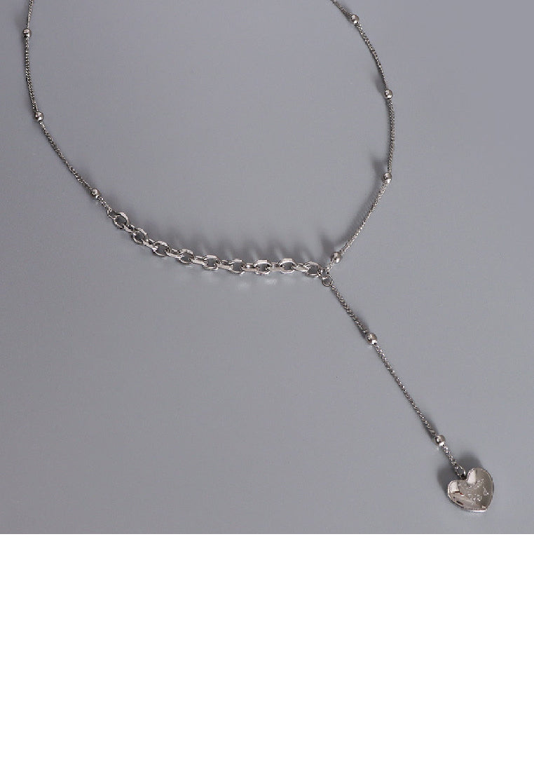 Simple Fashion 316L Stainless Steel Heart Tassel Pendant with Necklace