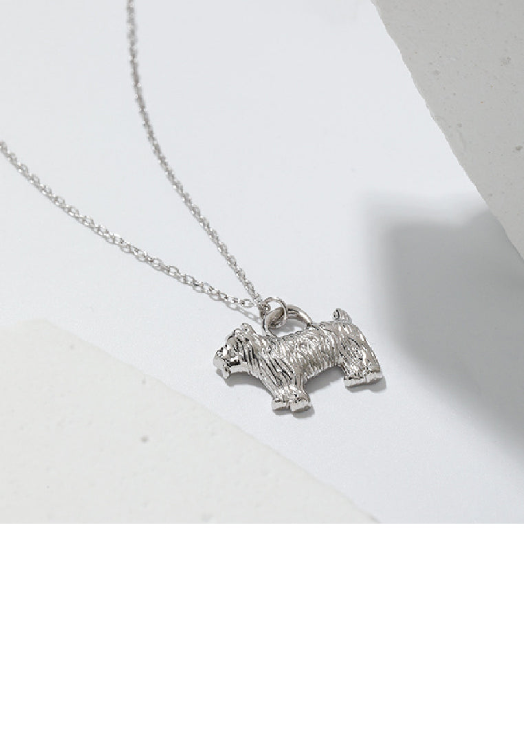 925 Sterling Silver Simple Cute Puppy Pendant with Necklace