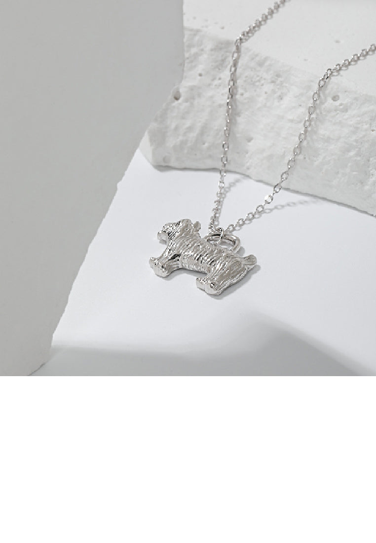 925 Sterling Silver Simple Cute Puppy Pendant with Necklace