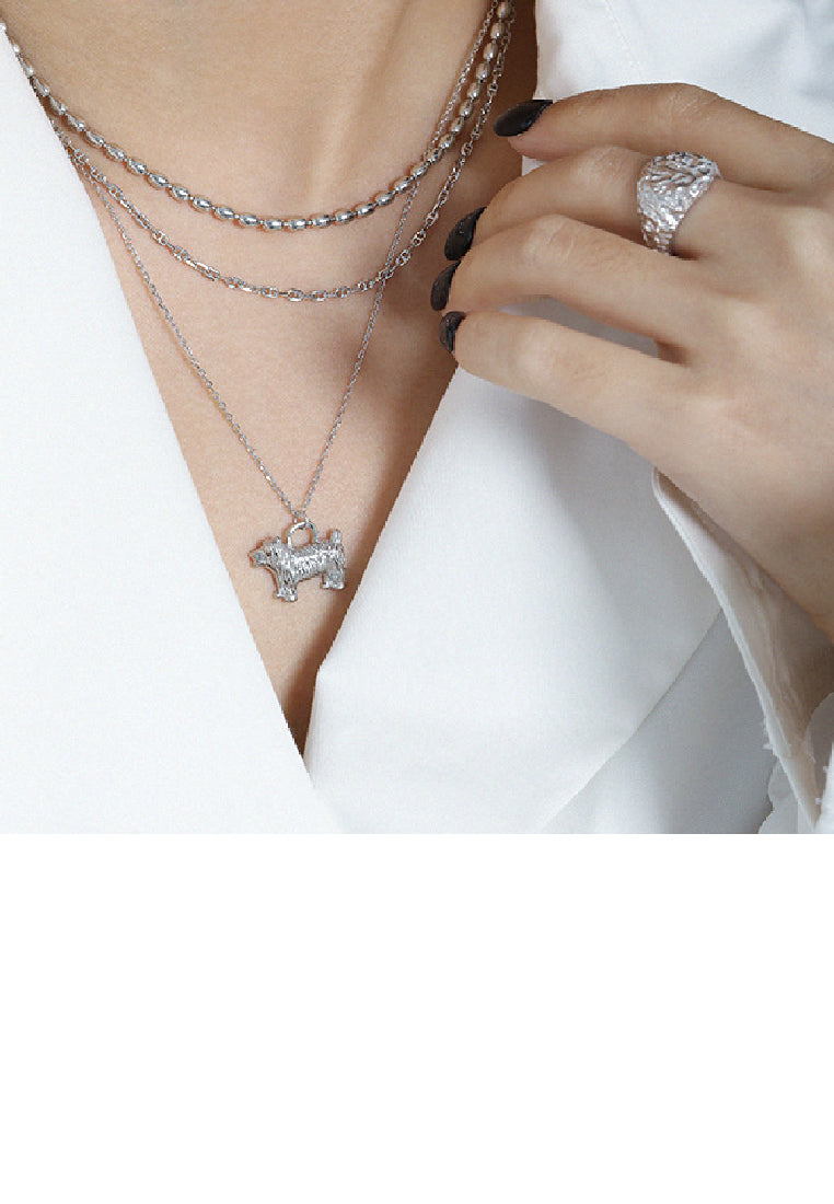 925 Sterling Silver Simple Cute Puppy Pendant with Necklace