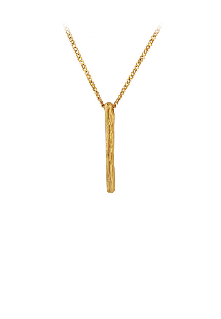 Fashion Simple Plated Gold 316L Stainless Steel Pattern Geometric Strip Long Pendant with Necklace