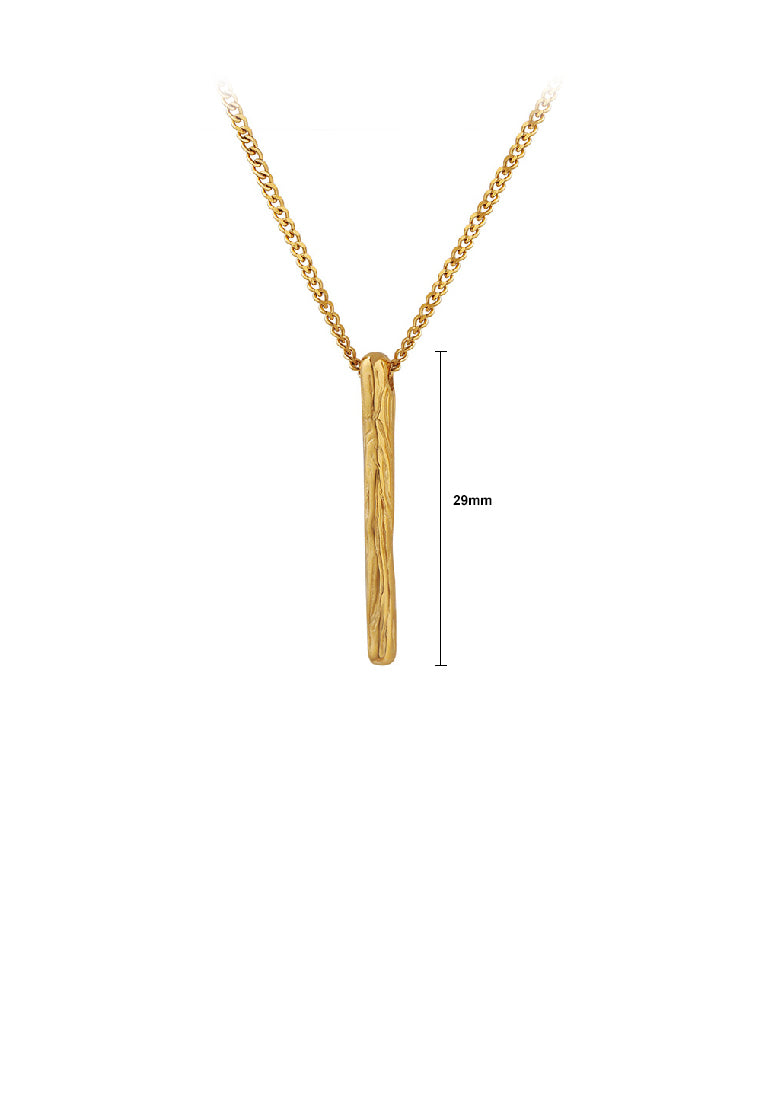 Fashion Simple Plated Gold 316L Stainless Steel Pattern Geometric Strip Long Pendant with Necklace
