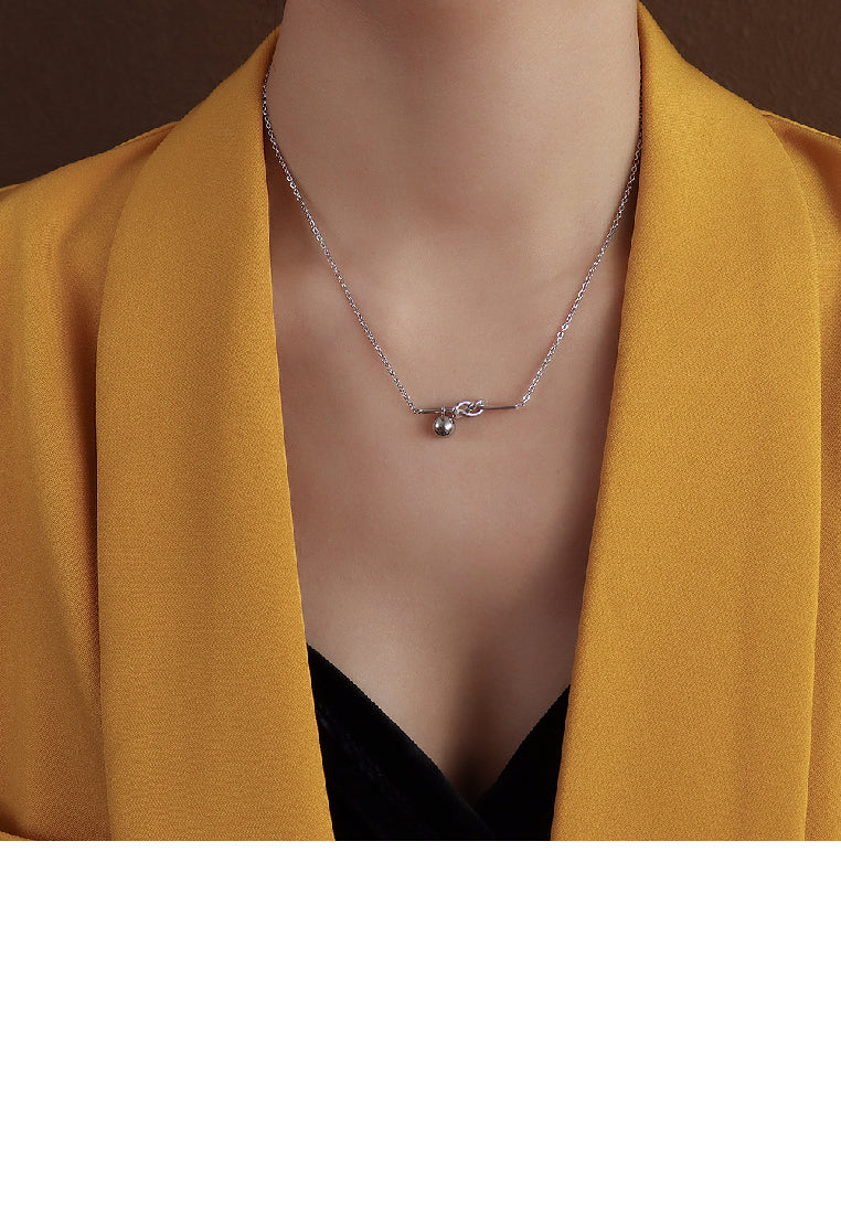 Simple and Creative 316L Stainless Steel Rope Knot Ball Pendant with Necklace
