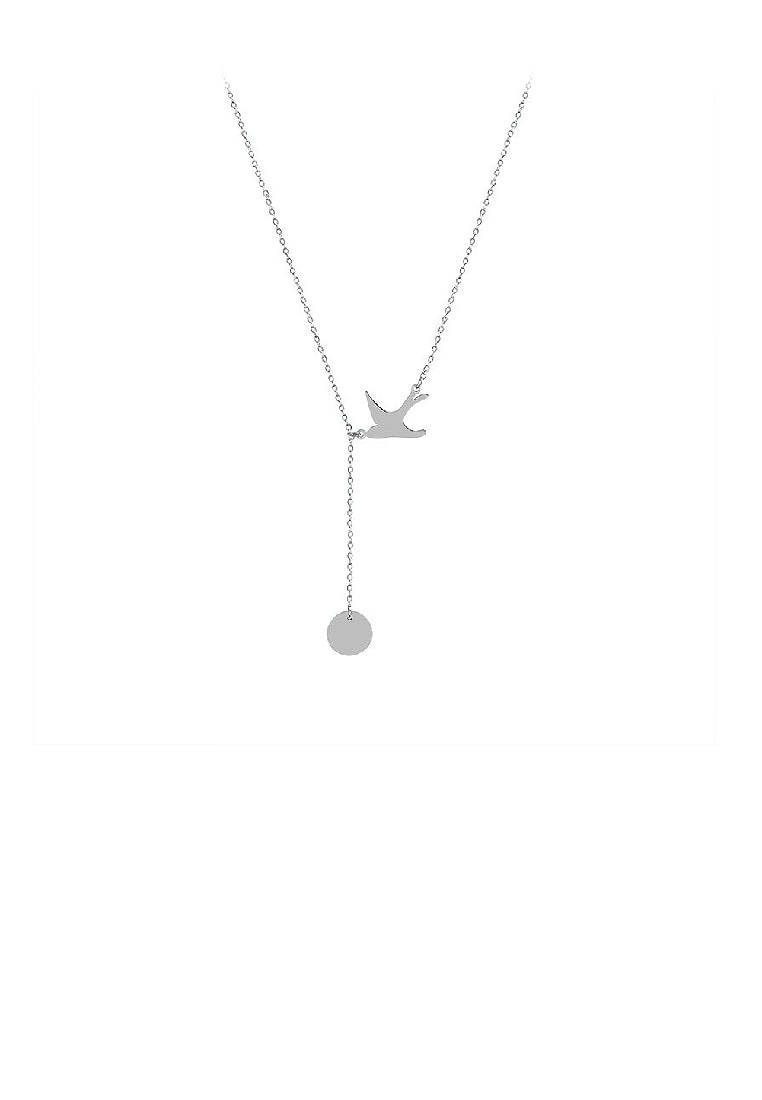 Fashion Simple 316L Stainless Steel Bird Tassel Medal Pendant with Necklace