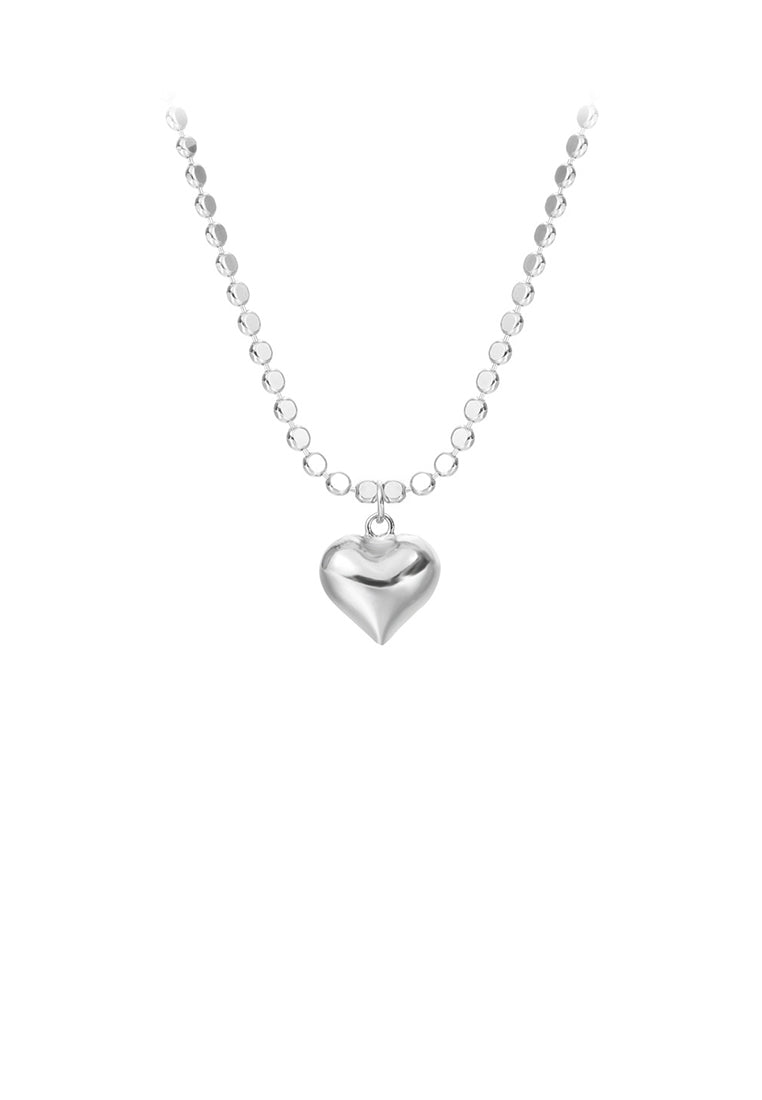 925 Sterling Silver Simple Romantic Heart Pendant with Necklace