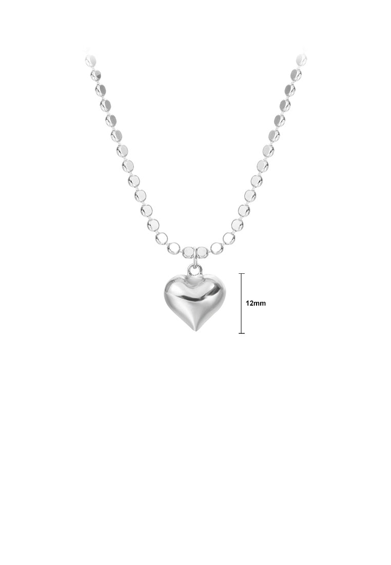 925 Sterling Silver Simple Romantic Heart Pendant with Necklace