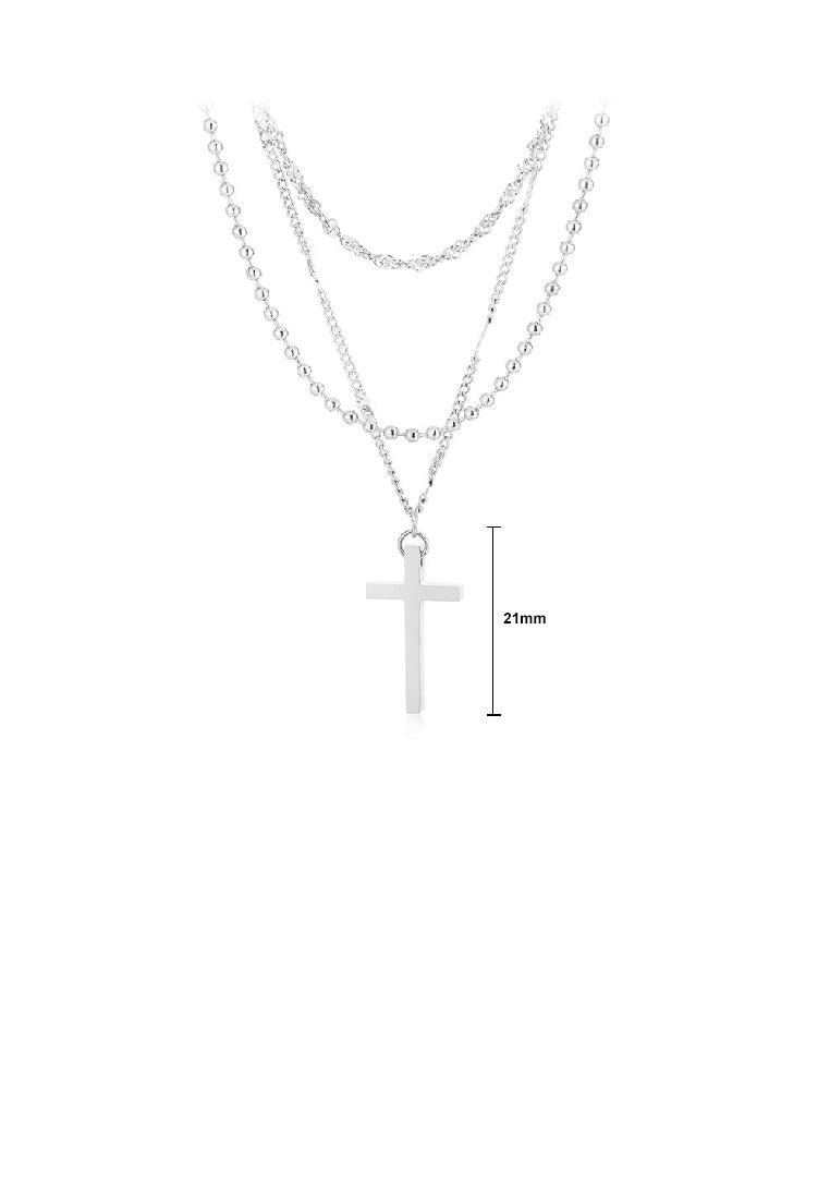 Simple Temperament 316L Stainless Steel Cross Pendant with Multi-layer Necklace